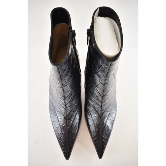 Christian Louboutin Condora Booty 55 Black Silver Croc Ali Ankle Heel Boot 38 - Picture 10 of 15